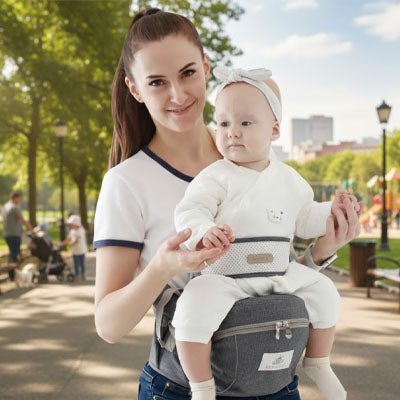 balade bebe maman porte bebe gris