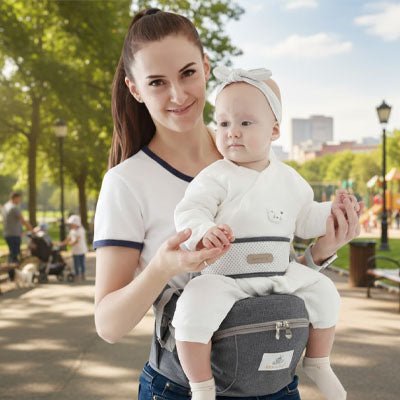balade bebe maman porte bebe gris