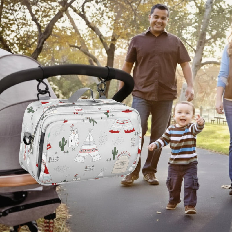 balade famille poussette sac a langer cactus gris