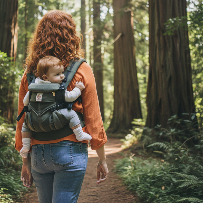 maman bébé dorsal foret porte bebe vert olive