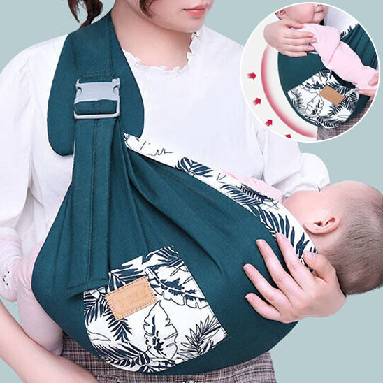 bebe maman relaxe echarpe de portage verte feuilles