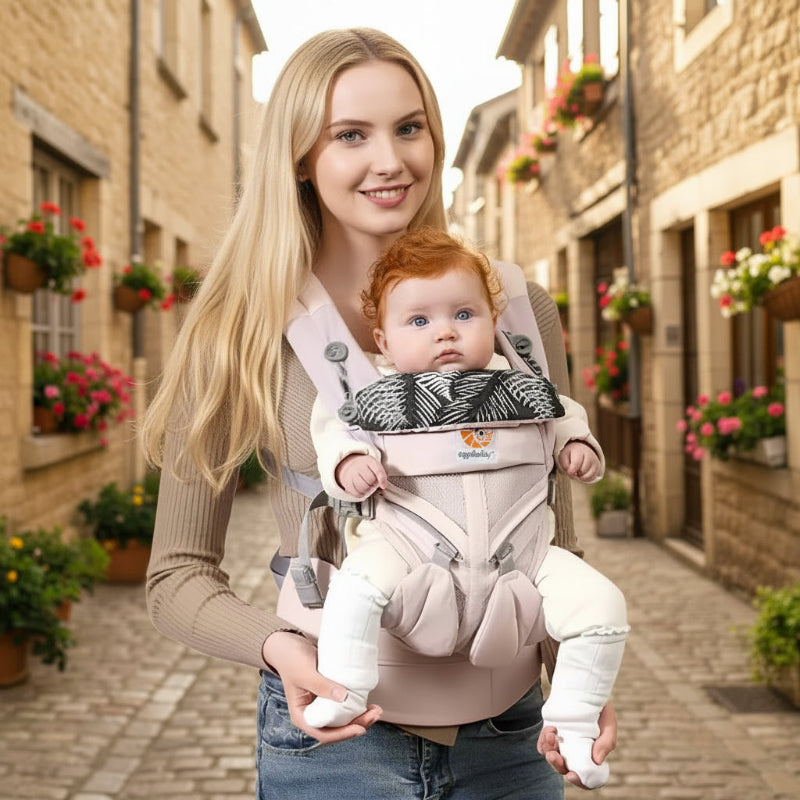 maman bebe decouverte porte bebe rose maille