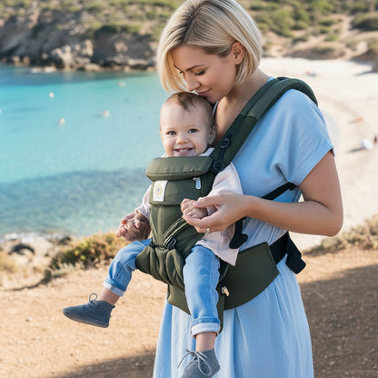 maman bébé plage porte bebe vert olive