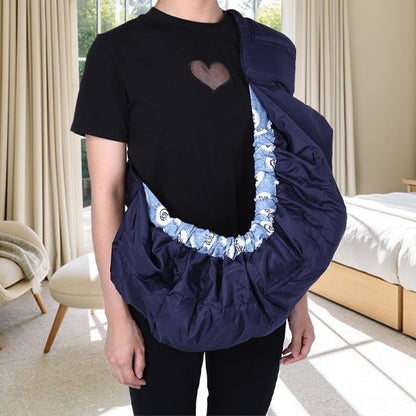 maman face écharpe de portage coquillages bleus