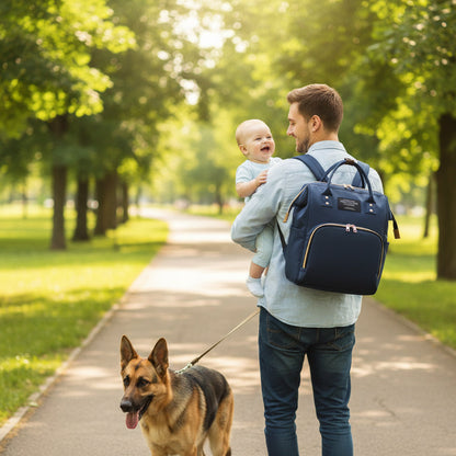 papa bebe balade sac a langer bleu marine