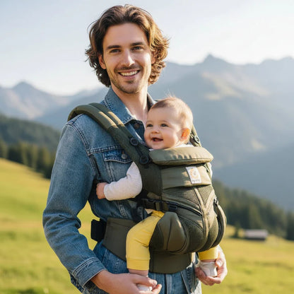 papa bébé montagne porte bebe vert olive