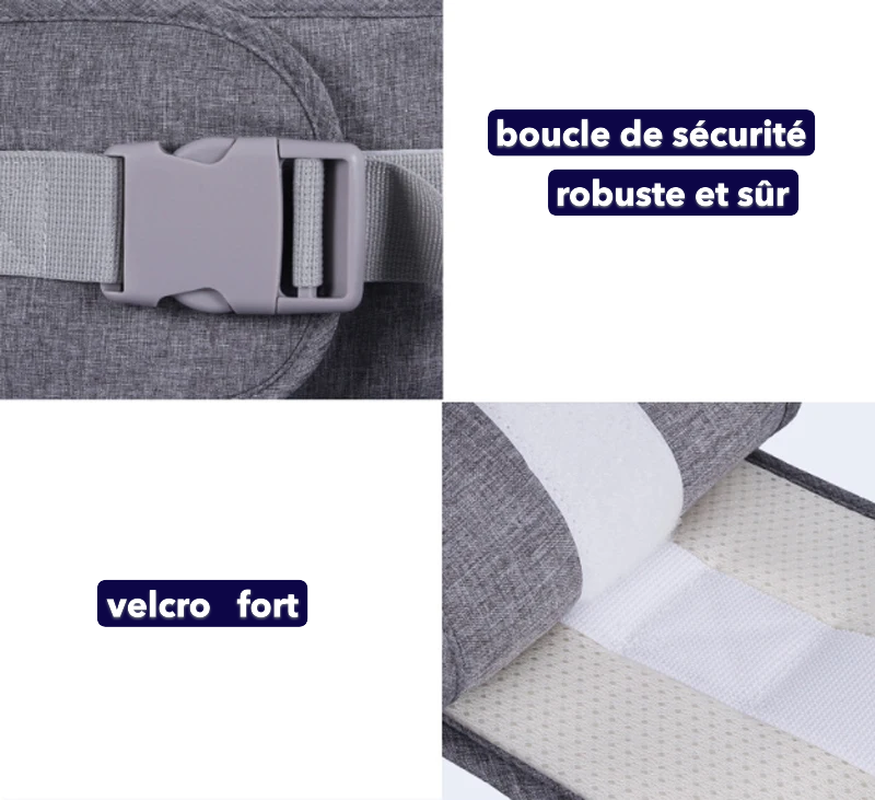 porte bebe gris velcro fort